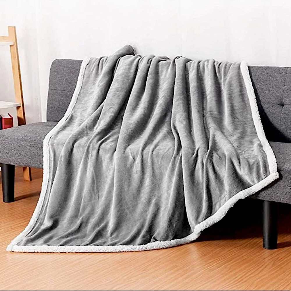 Faux Sherpa Velour Throw Blanket